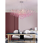 Люстра овальная с розовыми стеклянными подвесками в форме капель FAIRYTREE Light варинант исполнения - 4 | Loft Concept в Уфе