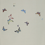 Обои ручная роспись Butterflies Icarus on Rose Shadow metallic silk варинант исполнения - 2 | Loft Concept в Уфе