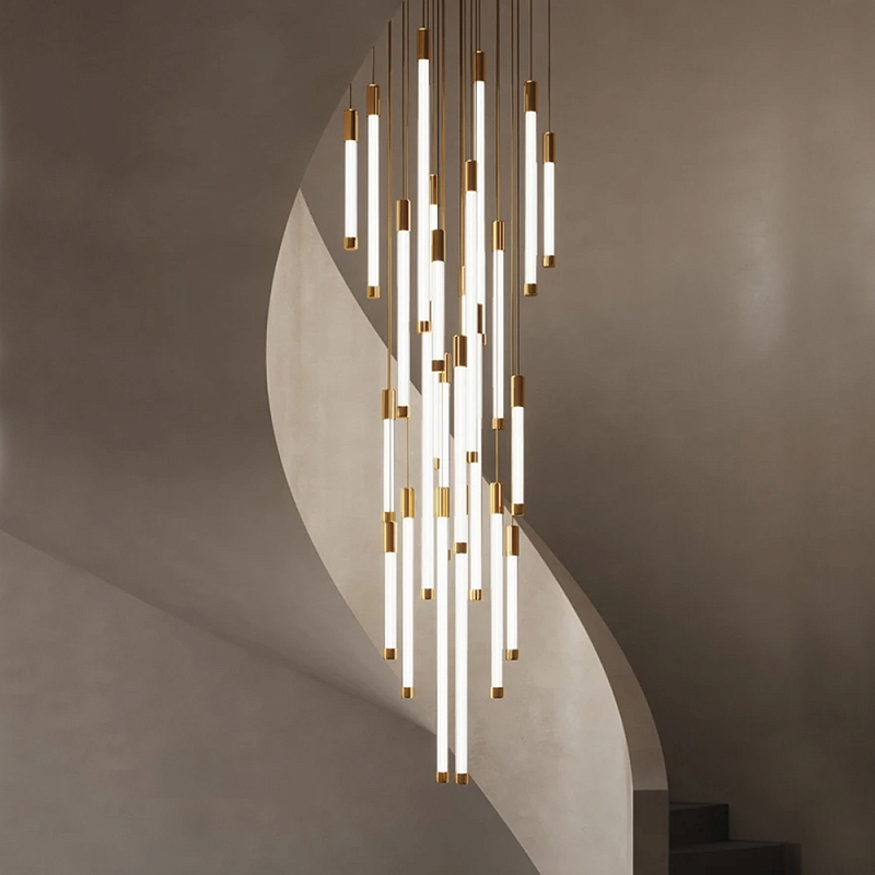 Люстра в современном стиле с 30-ю каскадными светодиодными лампами Golden LED Rain Золотой Белый Люстра в современном стиле с 30-ю каскадными светодиодными лампами Golden LED Rain Золотой Белый в Уфе | Loft Concept