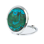 Зеркало карманное складное круглое из натурального камня Малахит с Хризоколлой в подарочной упаковке Silver Stone Mirrors варинант исполнения - 2 | Loft Concept в Уфе