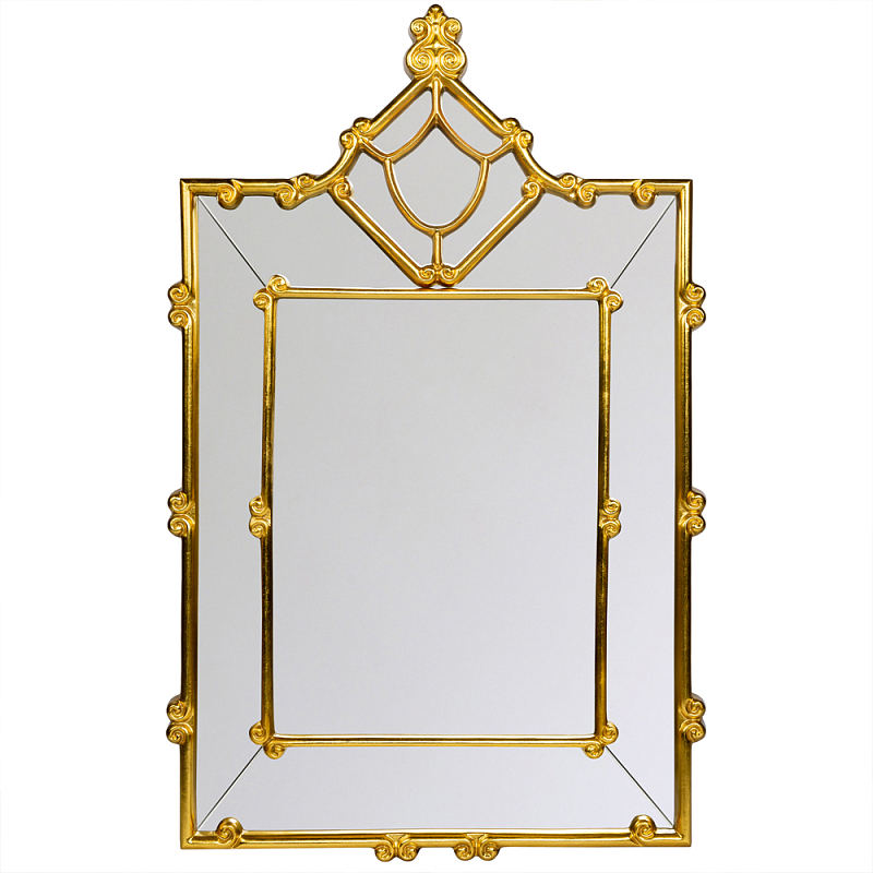 Зеркало прямоугольное Golden Classic Ornament Mirror Золотой в Уфе | Loft Concept 