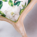 Банкетка из натурального бука золотистая с изображением птиц и цветов Blooming Birds варинант исполнения - 2 | Loft Concept в Уфе