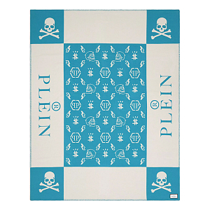 Плед Philipp Plein Plaid Cashmere Skull Blue