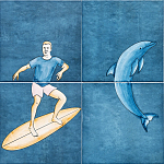 Плитка с узором Дельфин Серфингист варинант исполнения - 1 | Loft Concept в Уфе