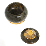 Икорница с крышкой с гравировкой из натурального камня Нефрит Decorative Cavair Dishes варинант исполнения - 7 | Loft Concept в Уфе