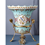 Ваза из голубого фарфора с рисунком птиц и цветов и декоративными элементами Blue Garden варинант исполнения - 7 | Loft Concept в Уфе