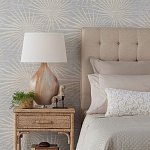 Настольная лампа на прозрачным основании с тканевым конусообразным абажуром Cream варинант исполнения - 2 | Loft Concept в Уфе