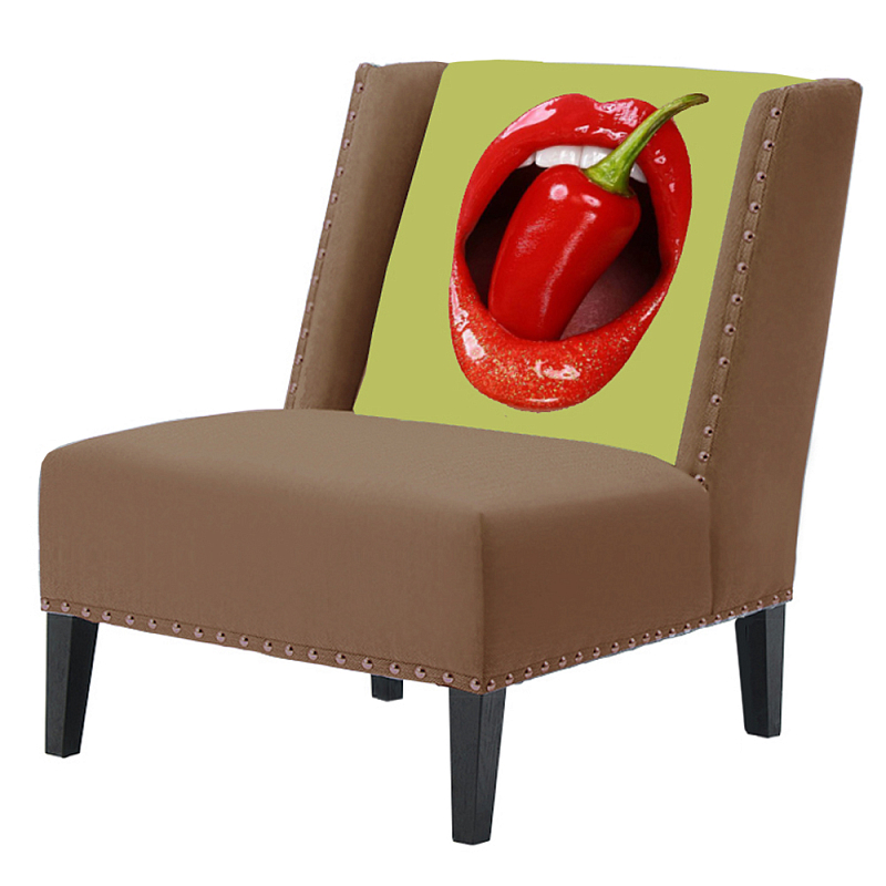 FUN Armchair "Chili Pepper" Beige Дизайнерское кресло с цветным принтом Бежевый в Уфе | Loft Concept 