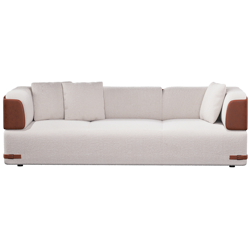 Трехместный диван Richmond с кожаной отделкой Молочный Коричневый в Уфе | Loft Concept 