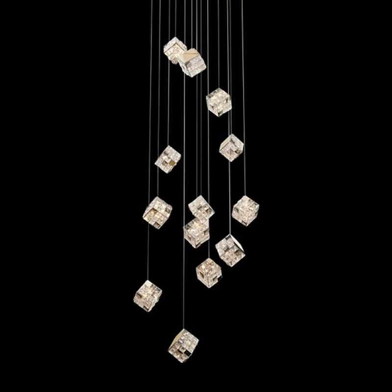 Люстра каскадная с мозаичным хрустальным оформлением Sparks of Crystal Прозрачный Хром Золотой Люстра каскадная с мозаичным хрустальным оформлением Sparks of Crystal Прозрачный Хром Золотой в Уфе | Loft Concept