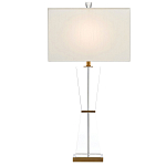 Настольная лампа с прозрачным корпусом и прямоугольным тканевым абажуром Charm and Luxury варинант исполнения - 2 | Loft Concept в Уфе