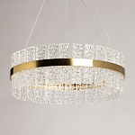 Люстра круглая золотого цвета с прозрачными рельефными стеклянными вставками Textured Glass Chandelier варинант исполнения - 4 | Loft Concept в Уфе