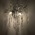 Бра цвета хром с ветвями и прозрачными стеклянными подвесками в виде вытянутых спиральных капель Droplet Chandelier варинант исполнения - 2 | Loft Concept в Уфе