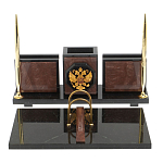 Настольный письменный набор из камня лемезит с гербом России Royal Accessory варинант исполнения - 1 | Loft Concept в Уфе