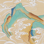 Обои ручная роспись Matsushima Waves Kano on Edo Straw India tea paper варинант исполнения - 1 | Loft Concept в Уфе