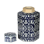 Ваза с крышкой и графическим узором в сине-белых цветах Blue & White Ornament  варинант исполнения - 1 | Loft Concept в Уфе