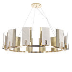 Люстра подвесная круглая с прямоугольными мраморными и золотистыми панелями на металлическом каркасе Диаметр 118 см Marble square Chandelier варинант исполнения - 1 | Loft Concept в Уфе