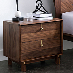 Прикроватный деревянный столик с ящиками Moon Walnut Furniture варинант исполнения - 1 | Loft Concept в Уфе