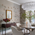 Обои ручная роспись Wild Grasses Special Colourway on Pale Grey dyed silk варинант исполнения - 1 | Loft Concept в Уфе