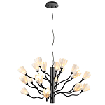 Люстра подвесная черного цвета с ветвями и белыми фарфоровыми цветами Floralis варинант исполнения - 8 | Loft Concept в Уфе