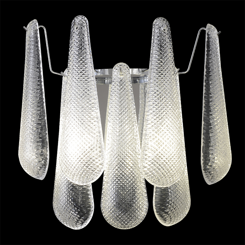 Бра с подвесками из рифленного стекла в форме капель на основании цвета хром Textured Glass Прозрачное Стекло Хром Бра с подвесками из рифленного стекла в форме капель на основании цвета хром Textured Glass Прозрачное Стекло Хром в Уфе | Loft Concept