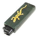 Зажигалка газовая из натурального камня Офиокальцит с декоративной металлической вставкой в виде ящерицы Metal Stone Lighters варинант исполнения - 2 | Loft Concept в Уфе