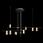 Люстра с 9-ю цилиндрическими плафонами цвета латунь TRIBES CHANDELIER варинант исполнения - 1 | Loft Concept в Уфе