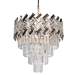 Люстра многоярусная с переплетенными металлическими элементами черного и золотого цвета и прозрачными хрустальными подвесками Empire Chandelier Crystal варинант исполнения - 1 | Loft Concept в Уфе