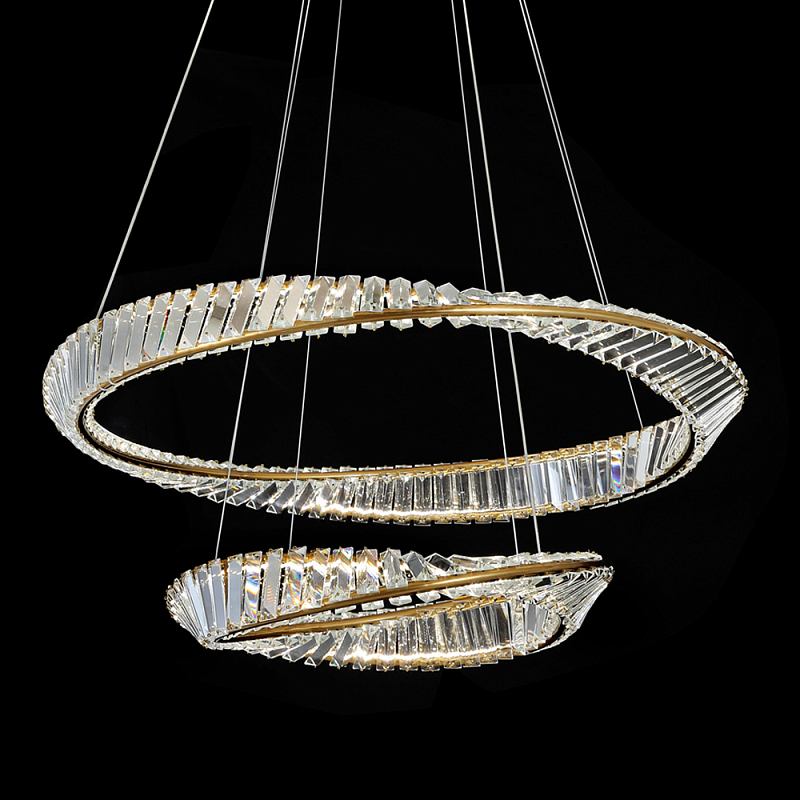 Люстра подвесная из 2-х колец Round Air Chandelier Бронза Прозрачный Люстра подвесная из 2-х колец Round Air Chandelier Бронза Прозрачный в Уфе | Loft Concept