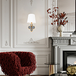 Бра с белым текстильным абажуром и фигурным основанием с зеркальной вставкой Vitorino варинант исполнения - 7 | Loft Concept в Уфе