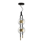 Подвесной светильник с 2-мя прозрачными стеклянными плафонами и золотистыми центральными вставками Virelia  варинант исполнения - 5 | Loft Concept в Уфе