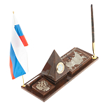 Настольный письменный набор с часами в виде пирамиды из природного камня обсидиана Pyramid of Time варинант исполнения - 2 | Loft Concept в Уфе