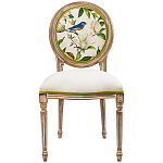 Стул бежевый из натурального бука с изображением птиц и цветов Blooming Blue Birds варинант исполнения - 1 | Loft Concept в Уфе