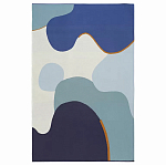 Плед из хлопка синего цвета с абстрактным принтом Elysian Flow Ocean варинант исполнения - 1 | Loft Concept в Уфе