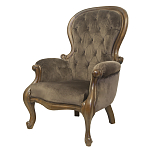 Кресло с мягкой обивкой из коричневого велюра на 4-х деревянных ножках Evelyn Classical Armchair варинант исполнения - 3 | Loft Concept в Уфе