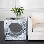 Дизайнерский журнальный стол квадратной формы с круглой нишей Guxawar варинант исполнения - 1 | Loft Concept в Уфе