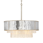 Люстра круглая с подвесками из текстурированного стекла молочного цвета Hinkley варинант исполнения - 1 | Loft Concept в Уфе