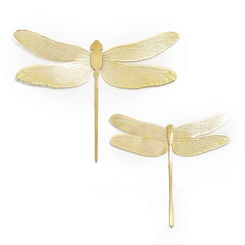 Настенный декор из двух декоративных стрекоз Flight of the Dragonfly Золотой в Уфе | Loft Concept 