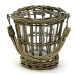Кашпо стеклянное в плетёной корзине Timber варинант исполнения - 2 | Loft Concept в Уфе