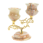 Подсвечник двухрожковый из натурального камня оникс Stone Candlestick варинант исполнения - 1 | Loft Concept в Уфе