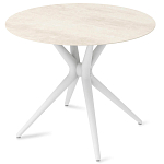 Стол обеденный с круглой столешницей из керамики на четырех белых ножках Sand Ceramics варинант исполнения - 2 | Loft Concept в Уфе