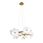 Люстра подвесная круглая с ветвистыми бронзовыми элементами и стеклянными рифлеными дисками Textured Glass Chandelier варинант исполнения - 3 | Loft Concept в Уфе