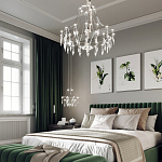 Люстра подвесная из металла с хрустальными подвесками прозрачного цвета Quasar 41 варинант исполнения - 13 | Loft Concept в Уфе