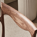 Стул деревянный с мягким сиденьем из коричневой натуральной кожи Moon Walnut Furniture варинант исполнения - 6 | Loft Concept в Уфе