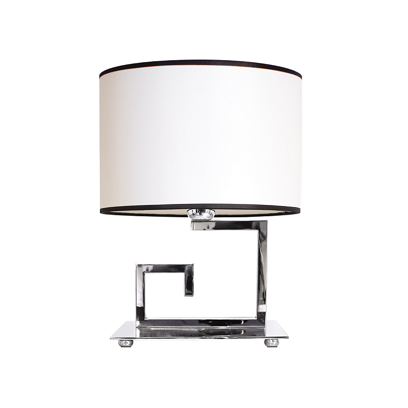 Настольная лампа с белым цилиндрическим абажуром с темной окантовкой Natural Concepts Черный Бежевый Хром в Уфе | Loft Concept 