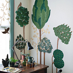 Обои ручная роспись Mughal Trees Original colourway on linen варинант исполнения - 1 | Loft Concept в Уфе