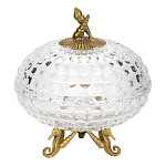 Конфетница прозрачная стеклянная на бронзовых ножках в виде морских коньков с крышкой в виде ракушки Eden Garden варинант исполнения - 1 | Loft Concept в Уфе