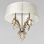 Люстра подвесная круглая с тканевым полупрозрачным абажуром и подвесками 4 лампы Gilded Elegance варинант исполнения - 4 | Loft Concept в Уфе