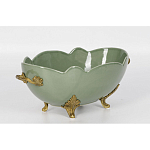 Чаша зеленого цвета из фарфора с волнообразным краем Eden Garden porcelain and bronze варинант исполнения - 1 | Loft Concept в Уфе