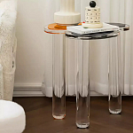 Дизайнерский журнальный стол с фигурной столешницей на 3-х прозрачных ножках Rahakif варинант исполнения - 2 | Loft Concept в Уфе